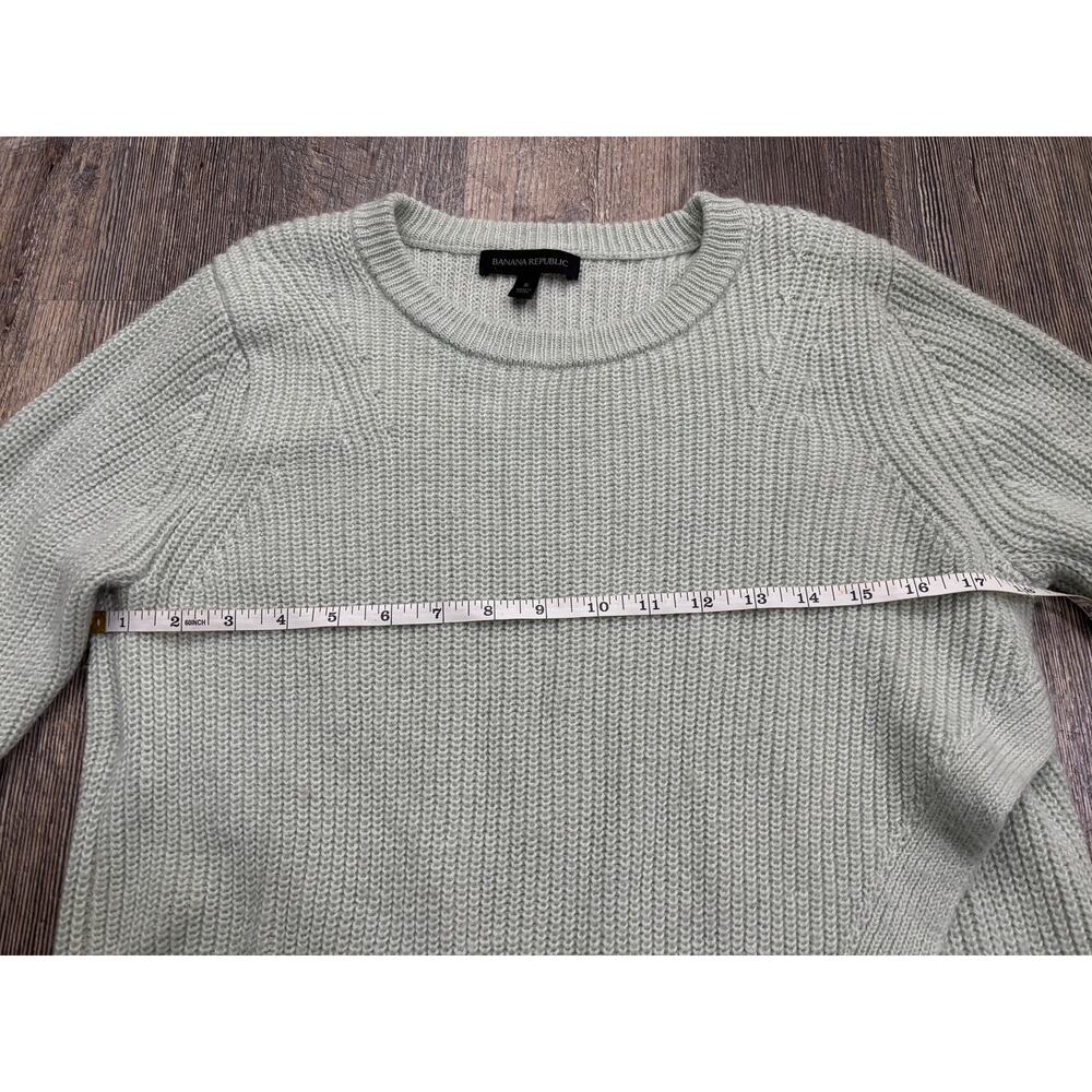 Banana Republic Womens Shaker Knit Sweater Mint Green‎ Crossover Hem Small - Picture 4 of 5